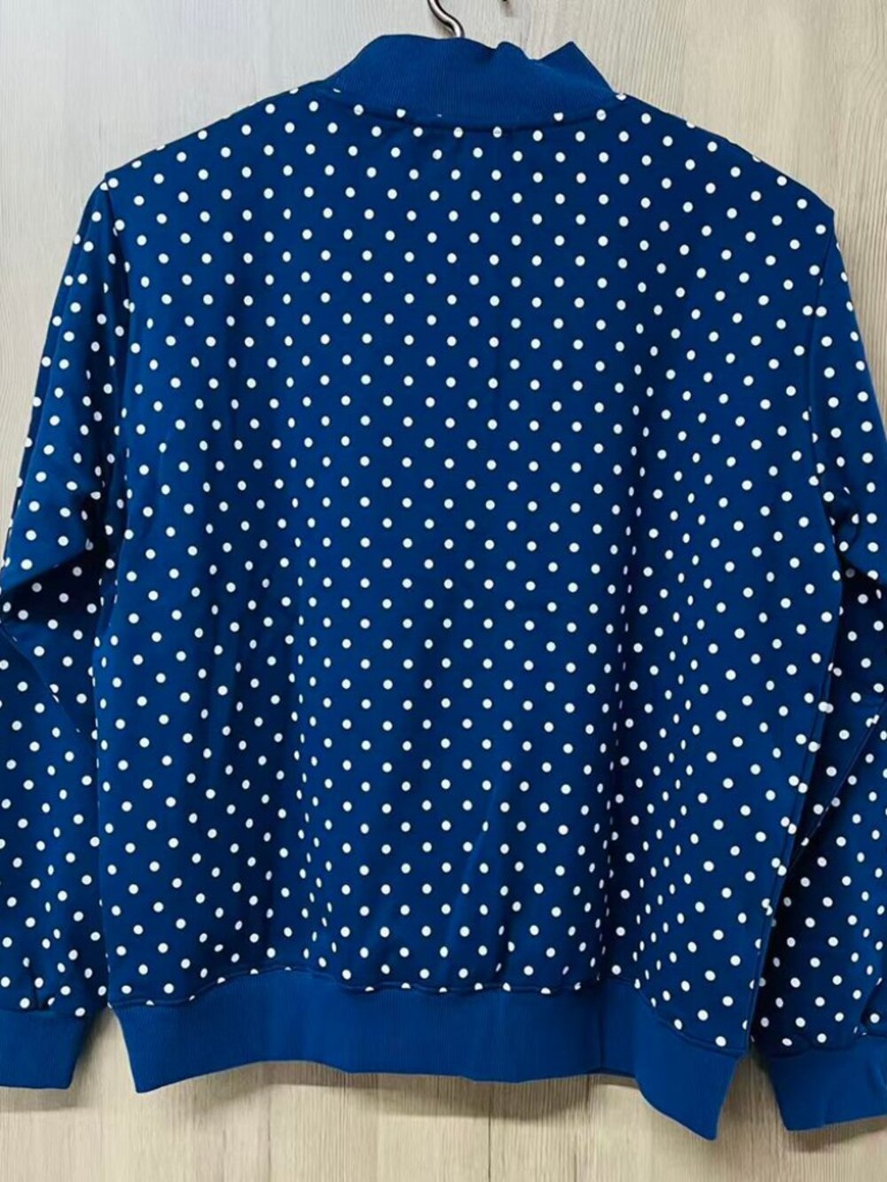 PARKE Blue Polka Dot Mock Neck Sweatshirt - Picture 6 of 6
